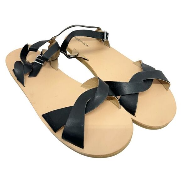 Nordstrom Sandals Girls Size 4 Black Open Toe Casual - Picture 1 of 7